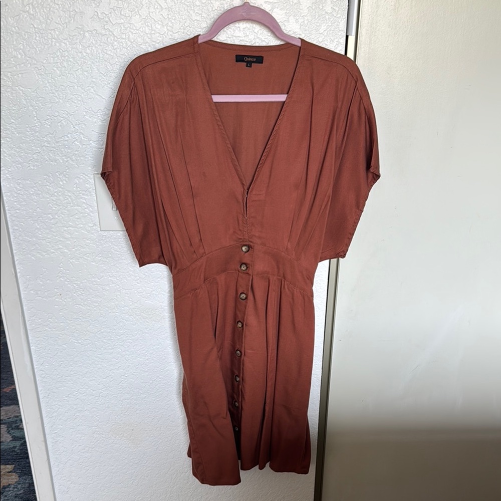 Quince Vintage Wash Tencel Button Front Dress